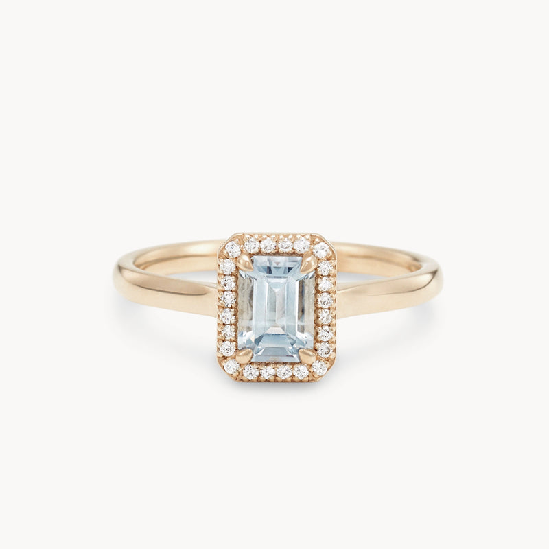 seen you before one-of-a-kind ring - 14k yellow gold, emerald cut sapphire, diamonds