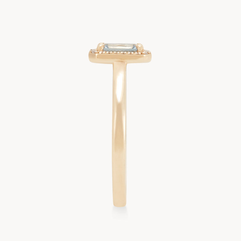 seen you before one-of-a-kind ring - 14k yellow gold, emerald cut sapphire, diamonds