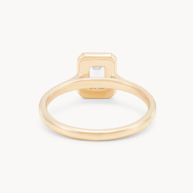 seen you before one-of-a-kind ring - 14k yellow gold, emerald cut sapphire, diamonds