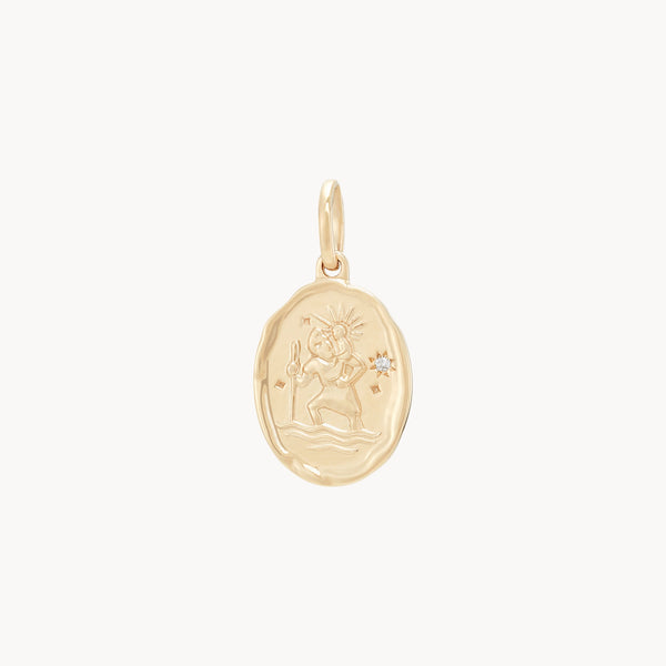 St. Kitts keepsake charm - 10k yellow gold, brilliant diamond