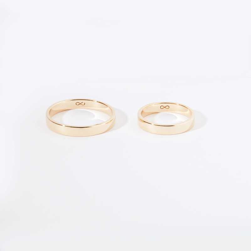 infinity love wedding band set of 2 polished - 14k yellow gold