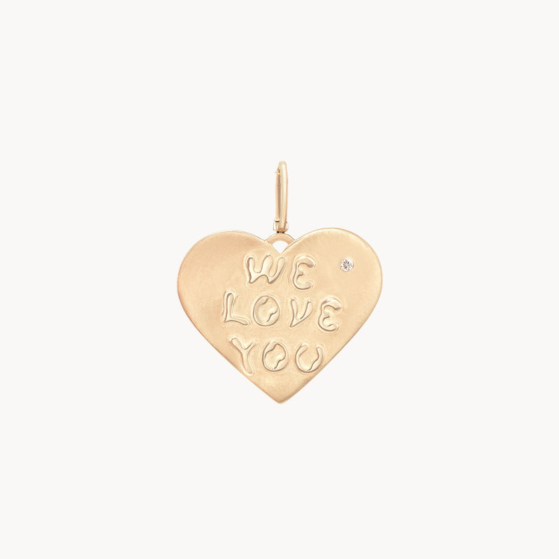 ménage à trois small heart charm - 10k yellow gold, brilliant diamond