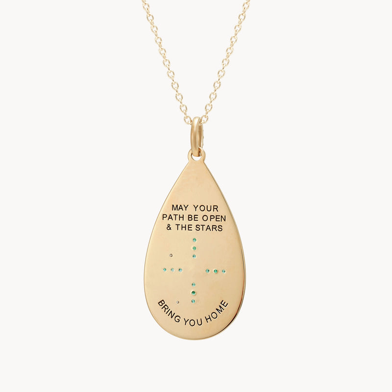 St. Kitts protection charm - 10k yellow gold, diamonds, emeralds