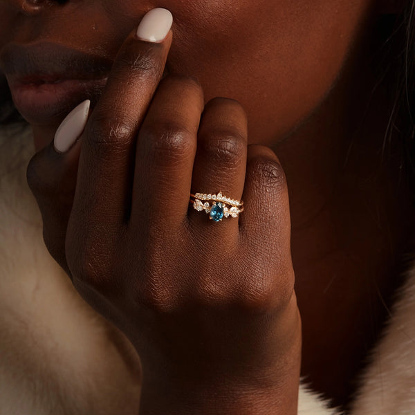 starlight song one-of-a-kind - 14k yellow gold ring, blue sapphire