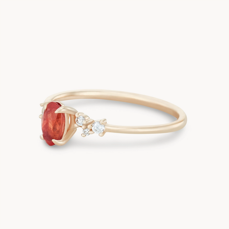 sweetest thing one-of-a-kind - 14k yellow gold ring, coral sapphire  angle