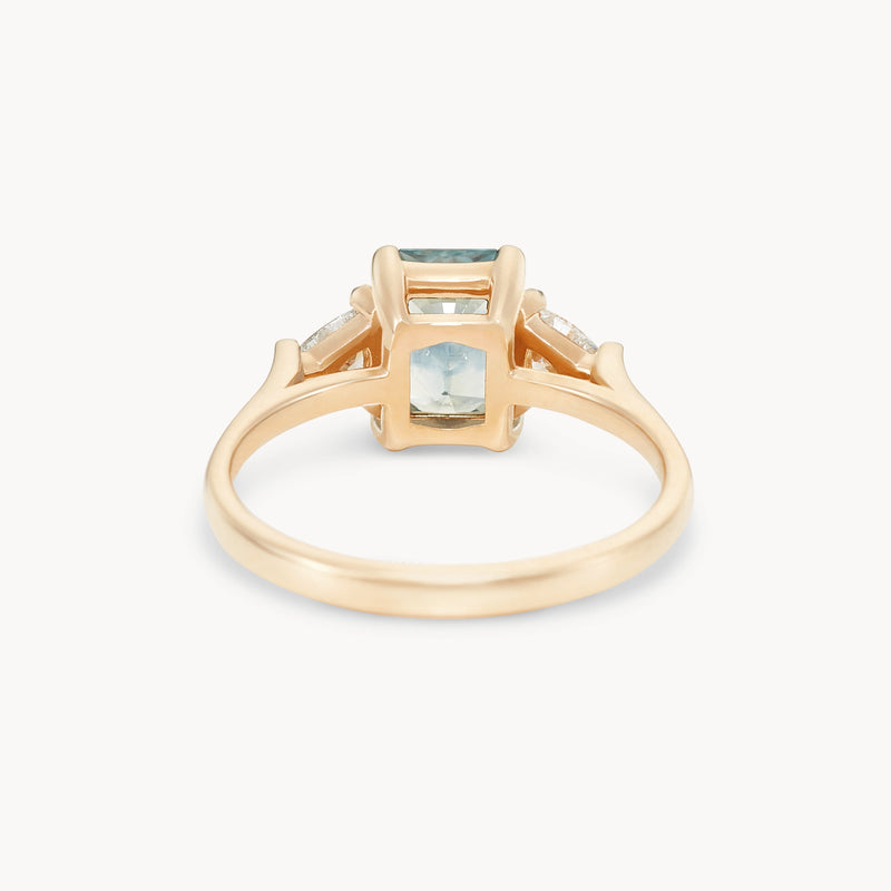 twilight’s whisper one-of-a-kind ring - 14k yellow gold, radiant cut sapphire