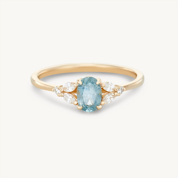 oceana embrace one-of-a-kind ring - 14k yellow gold, cloud blue oval sapphire
