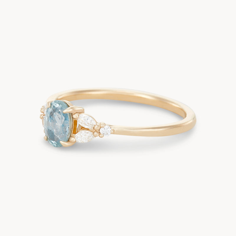 oceana embrace one-of-a-kind ring - 14k yellow gold, cloud blue oval sapphire