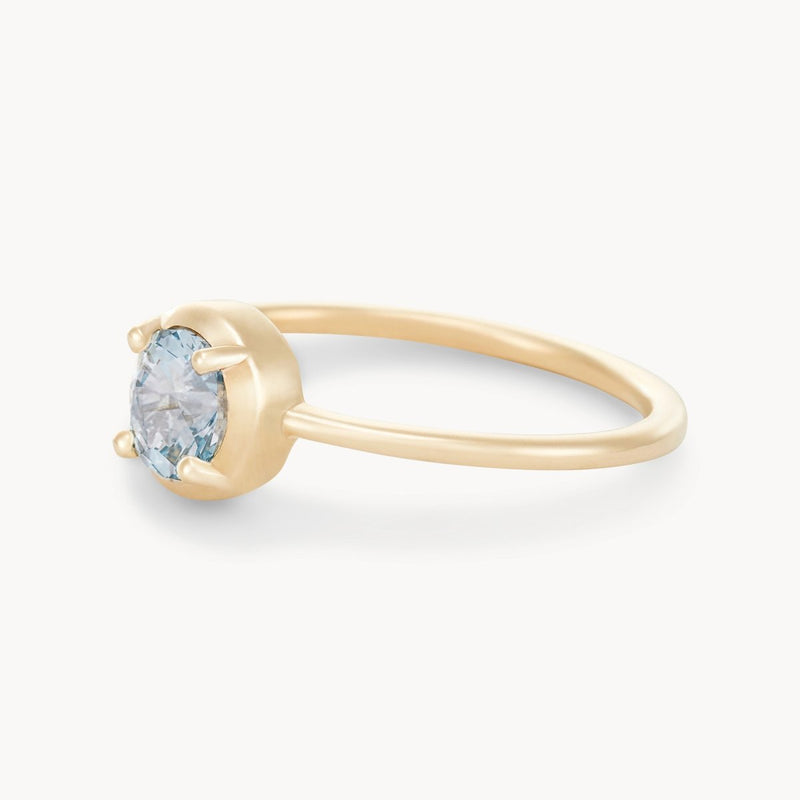 heart’s echo one-of-a-kind engagement ring - 14k yellow gold, white blue oval sapphire AC side