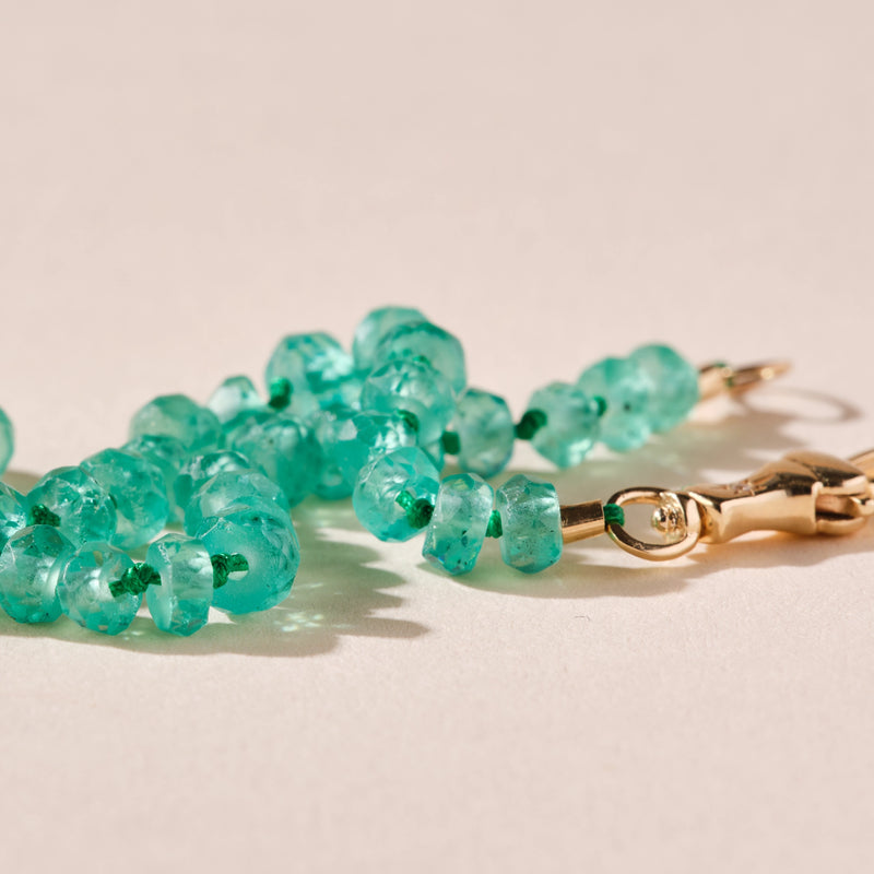 emerald beaded mood bracelet - 10k yellow gold, natural emerald, brilliant diamonds