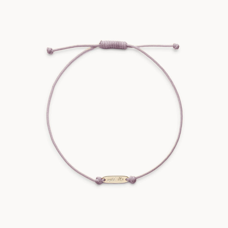 the wild heart cord bracelet - 10k yellow gold, lavender cord