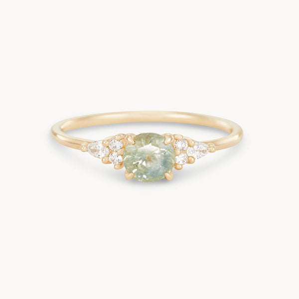 wild harmony one-of-a-kind ring - 14k yellow gold, round green sapphire