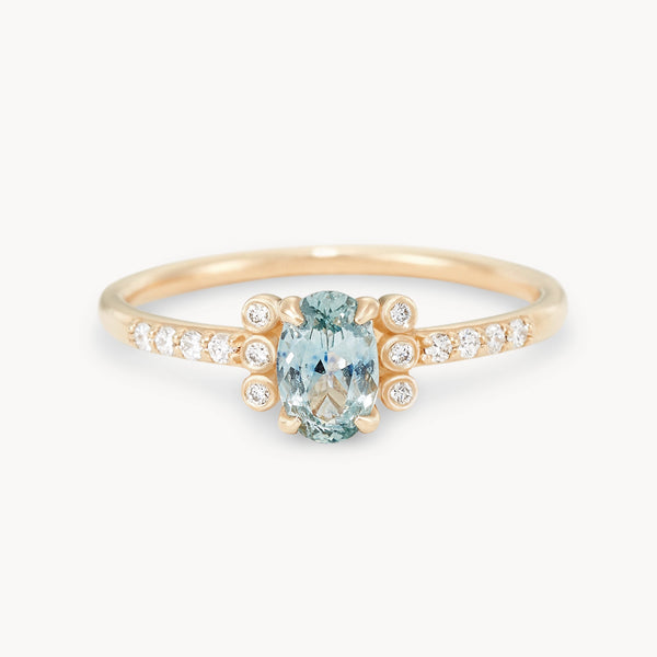 willow’s embrace one-of-a-kind ring - 14k yellow gold, oval cut sapphire