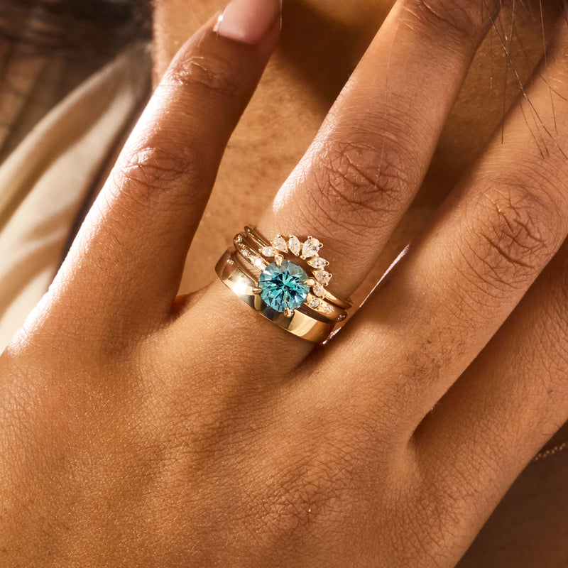 woodland grace one-of-a-kind ring - 14k yellow gold, round sapphire