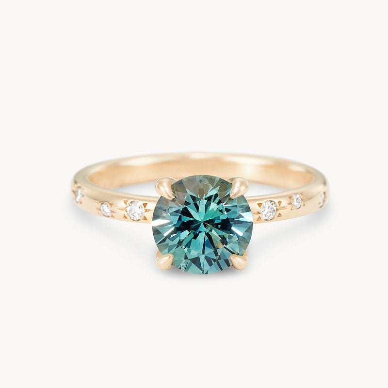 woodland grace one-of-a-kind ring - 14k yellow gold, round sapphire