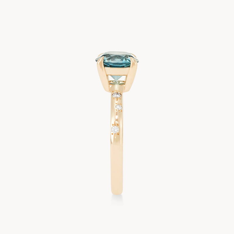 woodland grace one-of-a-kind ring - 14k yellow gold, round sapphire