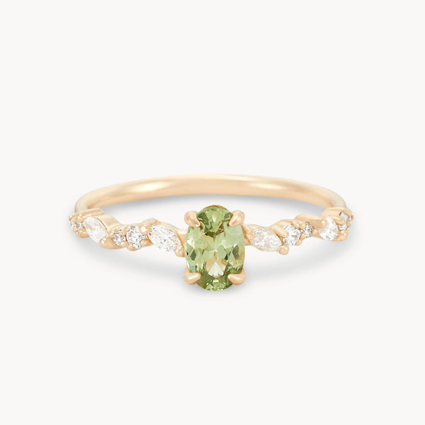 you one-of-a-kind - 14k yellow gold ring, pear green sapphire