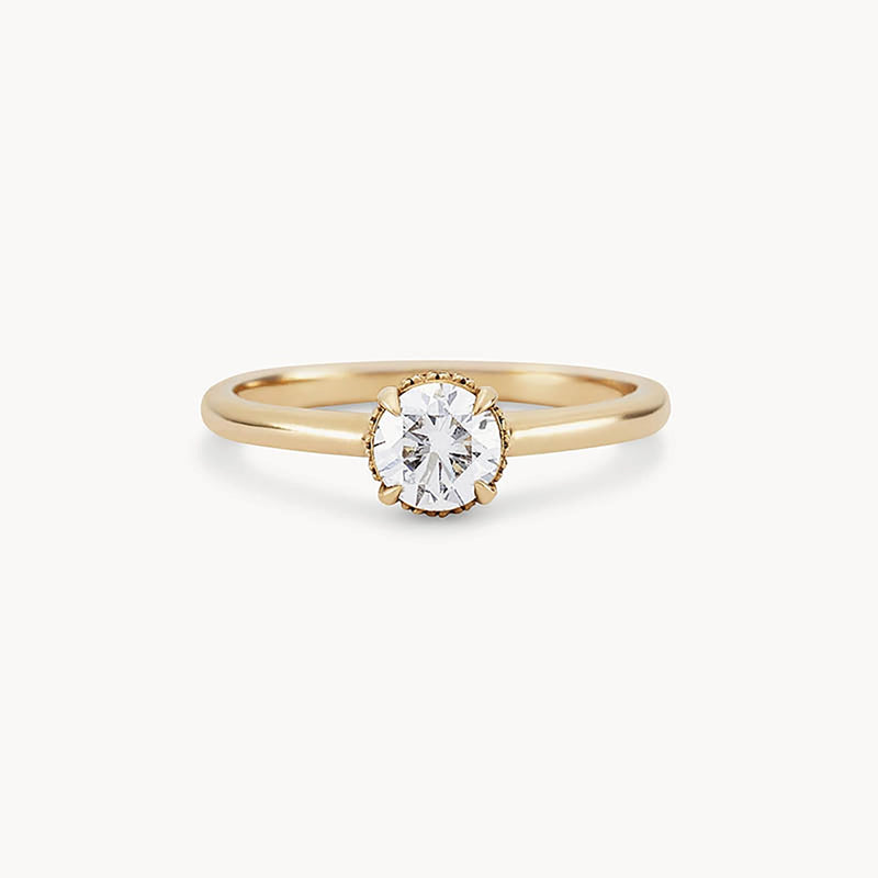 0.5 Carat marquesa ring - 14k yellow gold, white diamond