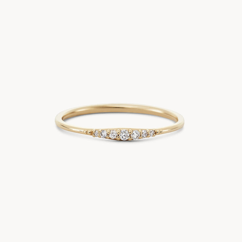 Horizon ring - 14k yellow gold, white diamond