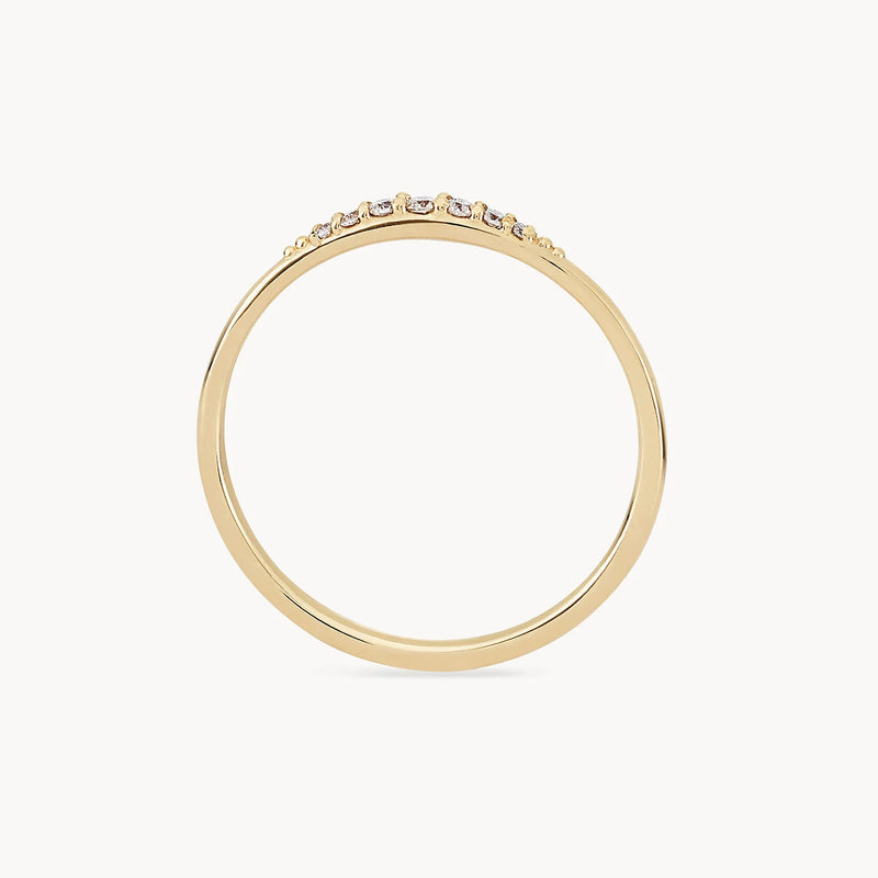 Horizon ring - 14k yellow gold, white diamond
