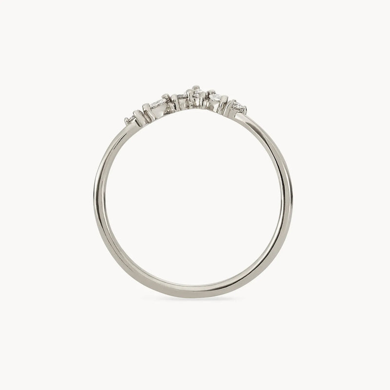 Moonbow ring - 14k white gold, white diamond