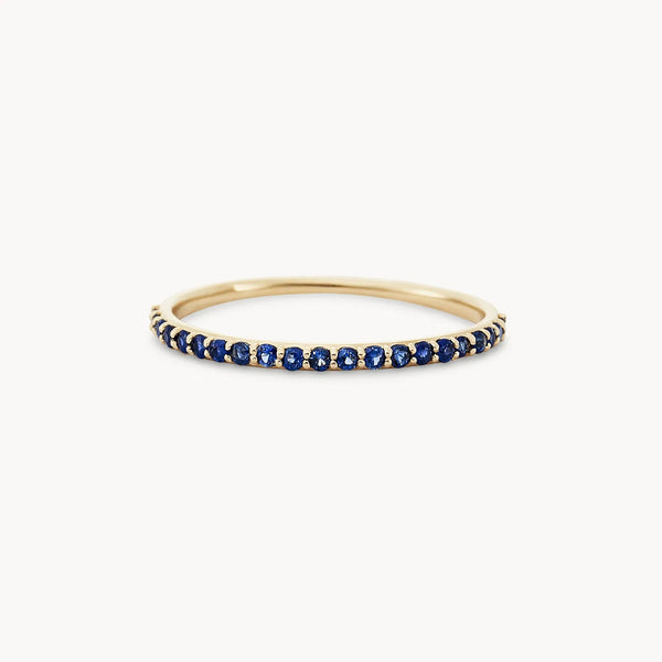 blue sapphire vibrant stacking band - 14k yellow gold