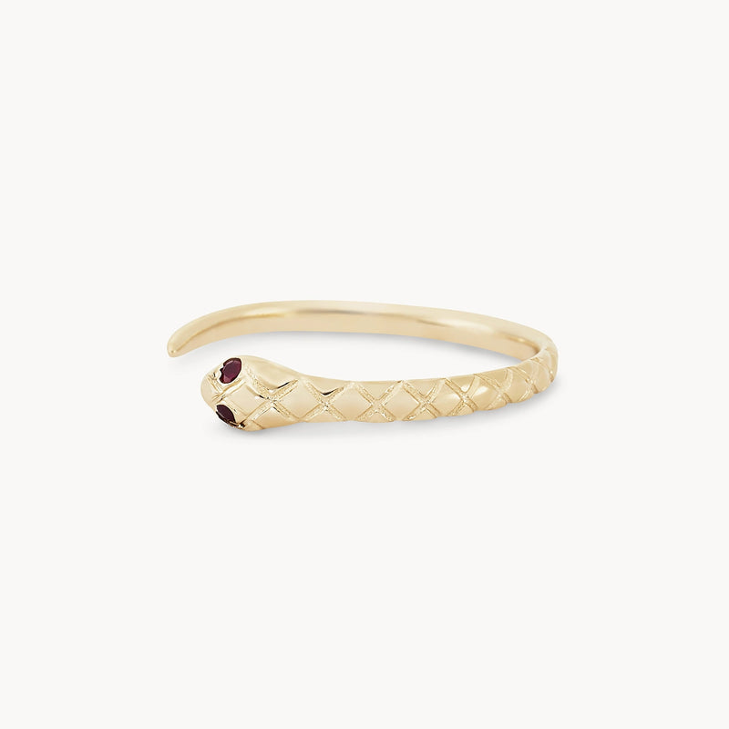 revival ruby snake ring - 14k yellow gold