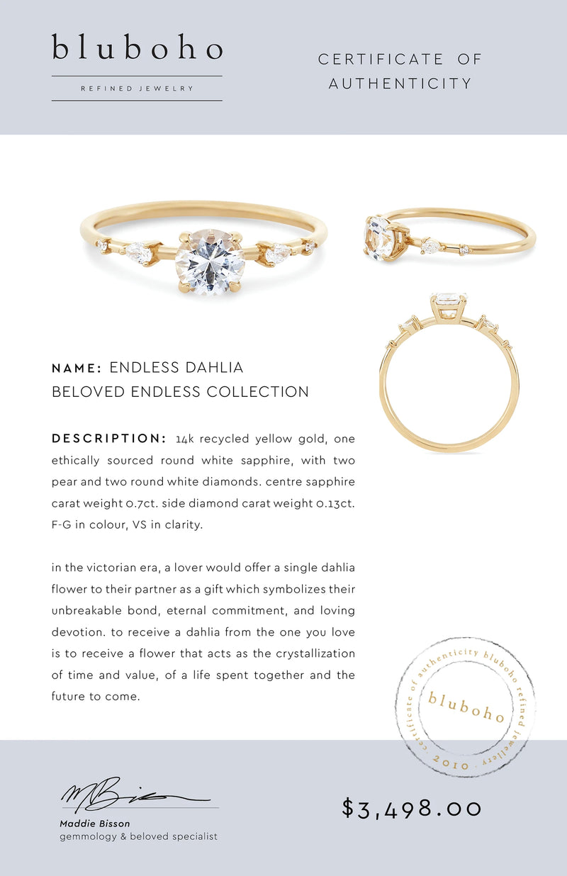 Endless dahlia ring - 14k rose gold, white sapphire
