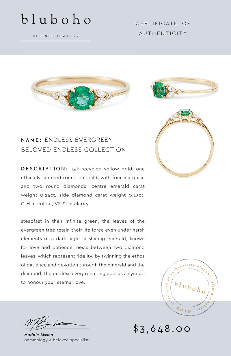 endless evergreen ring - 14k yellow gold, emerald