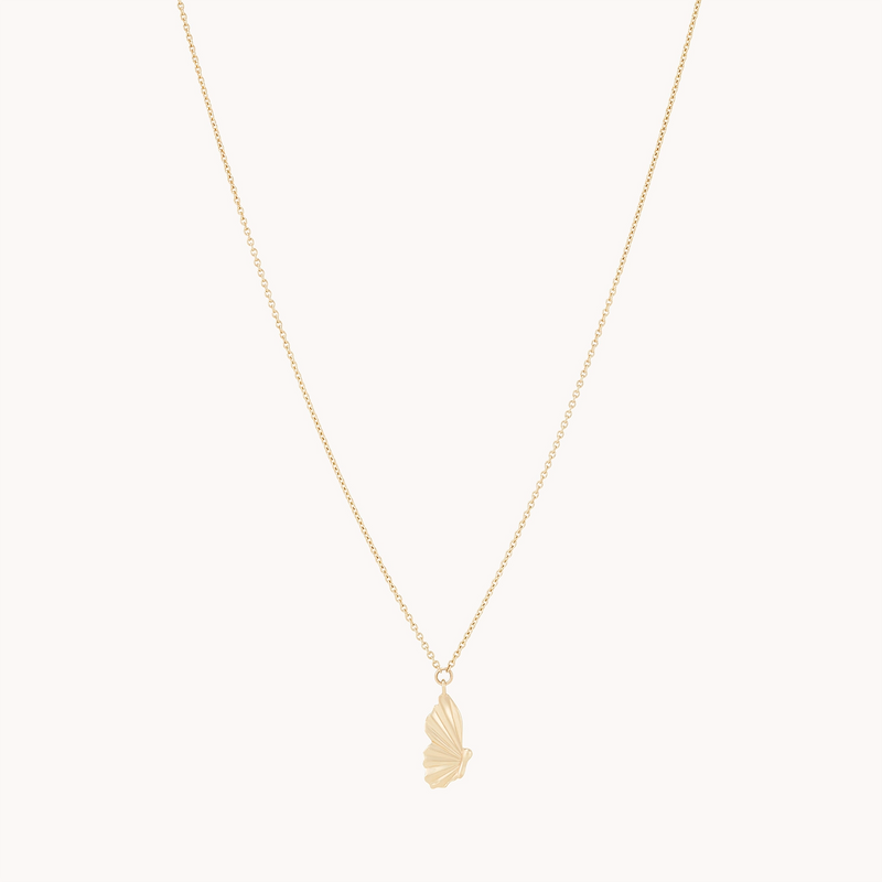 metamorphosis butterfly wing necklace - 14k yellow gold
