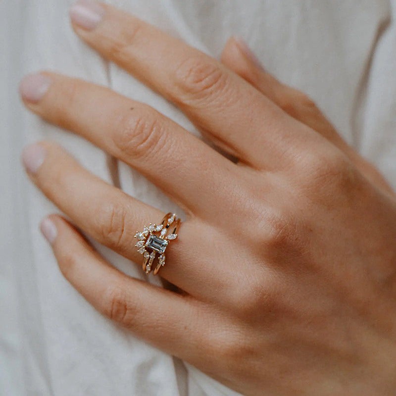 Blessed meeting ring - 14k white gold, white diamonds