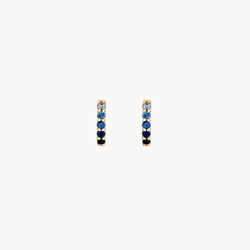 Endless ocean blue sapphire huggie earring - 14k yellow gold, blue sapphire