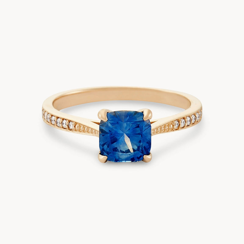 ether one-of-a-kind engagement ring - cerulean blue cushion-cut sapphire -AC front