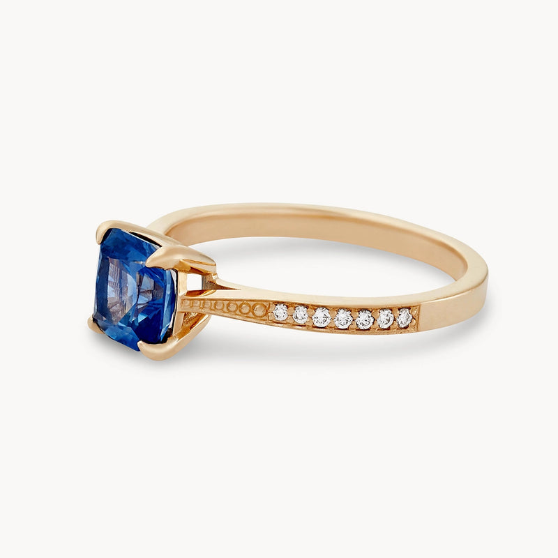 ether one-of-a-kind engagement ring - cerulean blue cushion-cut sapphire -AC side