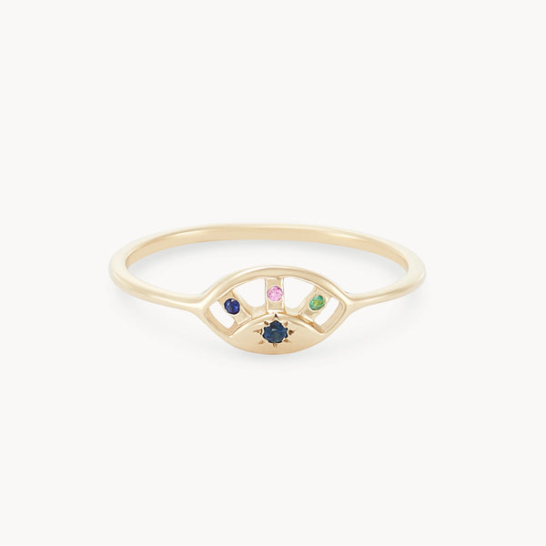 all-seeing evil eye ring - 14k yellow gold