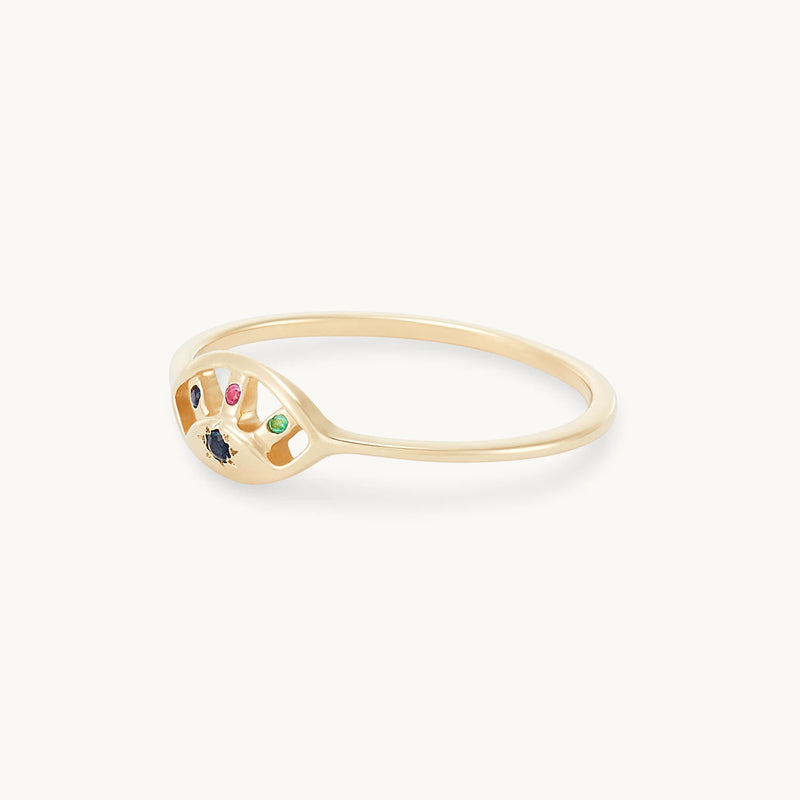 all-seeing evil eye ring - 14k yellow gold