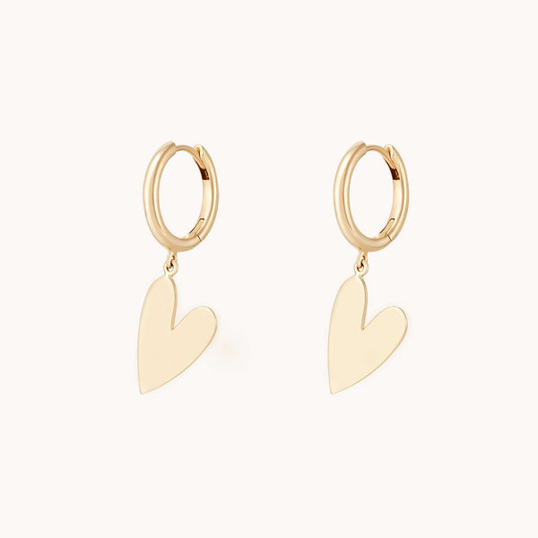 lovely heart sway hoop - 14k yellow gold