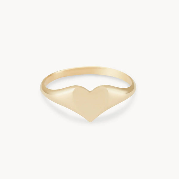 Lovely heart signet ring - 14k yellow gold