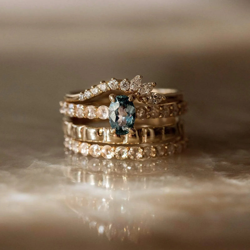 Moonglade ring - 14k rose gold, white diamonds