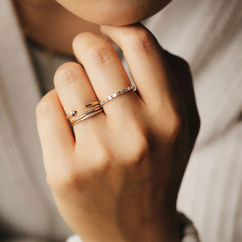 the moirai ring - 14k rose gold, white diamond