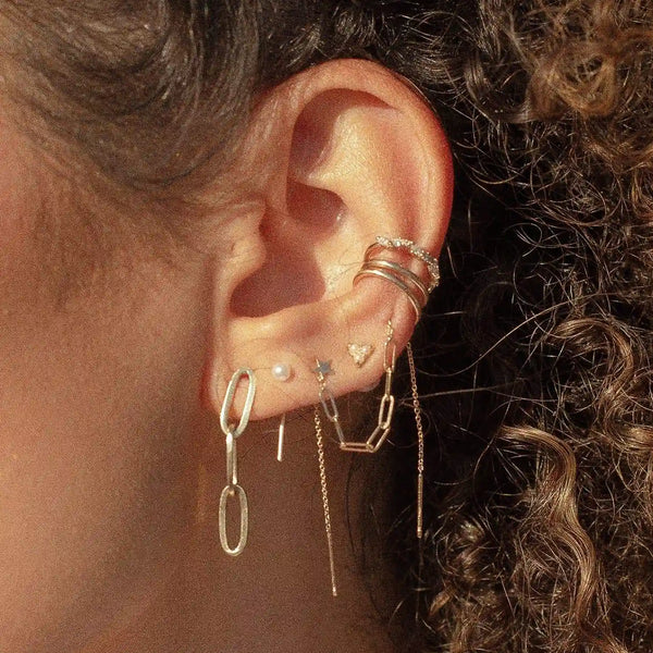 Inseparable chain threader earring - 14k yellow gold