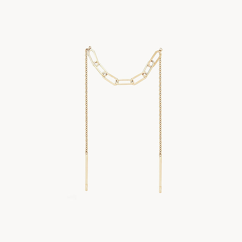Inseparable chain threader earring - 14k yellow gold