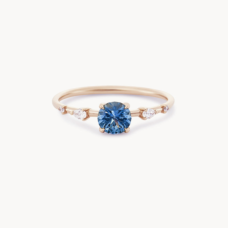 Endless dahlia ring - 14k rose gold, montana blue sapphire