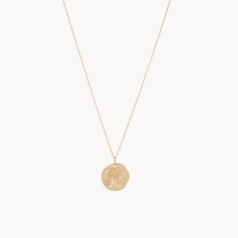 tree of life ancient coin medallion necklace - 14k yellow gold