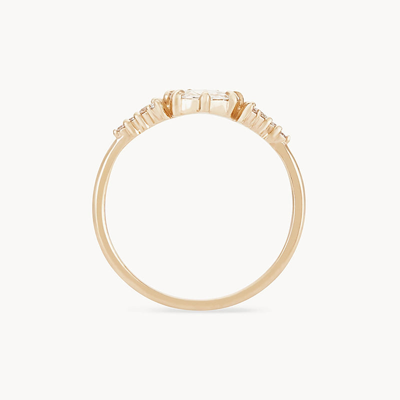 Astra diamond ring - 14k yellow gold, rose cut white diamond