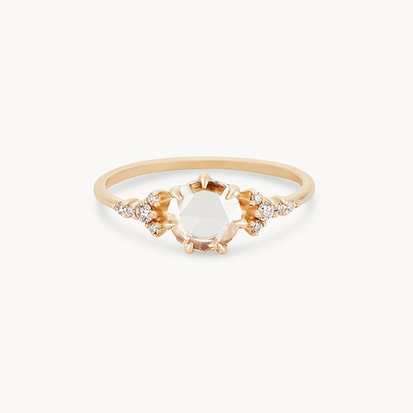 Astra diamond ring - 14k yellow gold, rose cut white diamond