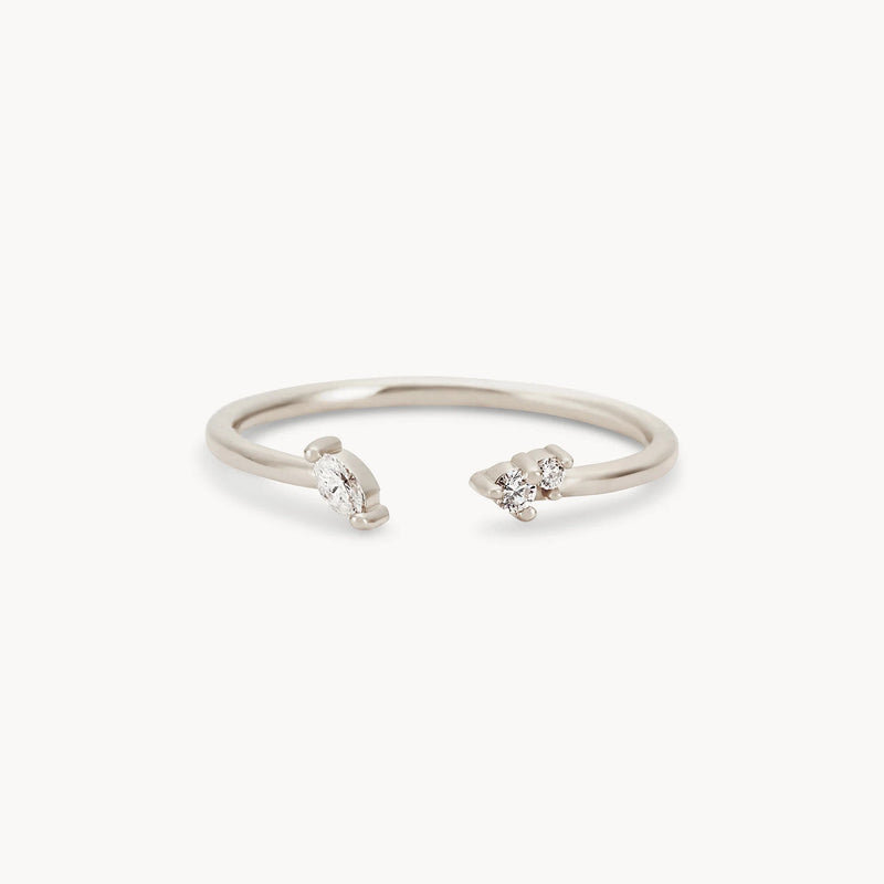 Blessed meeting ring - 14k white gold, white diamonds