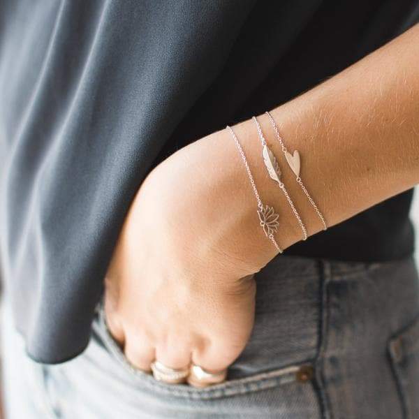 Sterling Silver Sideways Heart Bracelet