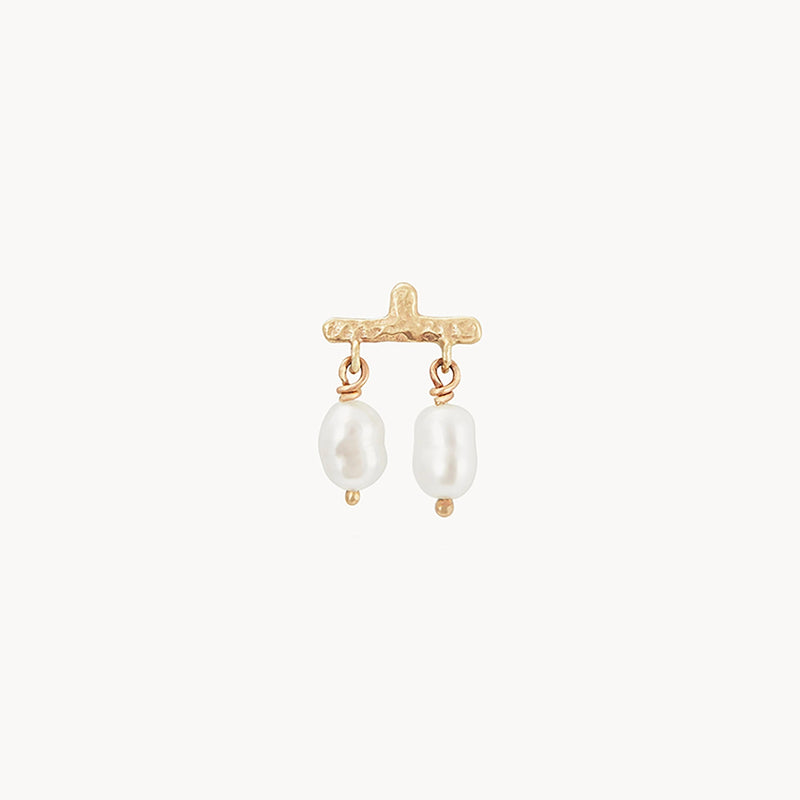 Castanet pearl earring - 14k yellow gold