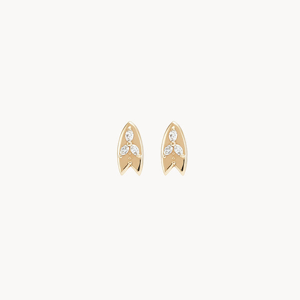 Cloudbreak diamond surfboard earring - 14k yellow gold, white diamond